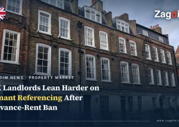 A row of London terraced houses, representative of the UK private rented sector referenced in the landlord referencing survey