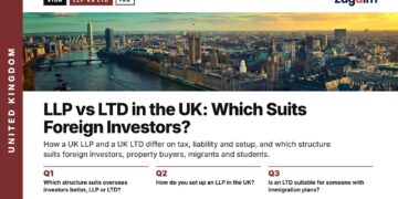 Aerial view of the Thames at dusk, illustrating LLP vs LTD in the UK: Which Suits Foreign Investors?