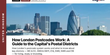 Tower of London and the City skyline, illustrating How London Postcodes Work: A Guide to the Capital's Postal Districts