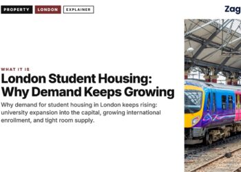 Train at a station platform, illustrating London Student Housing: Why Demand Keeps Growing