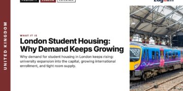 Train at a station platform, illustrating London Student Housing: Why Demand Keeps Growing