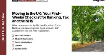 Tree-lined park path, illustrating Moving to the UK: Your First-Weeks Checklist for Banking, Tax and the NHS