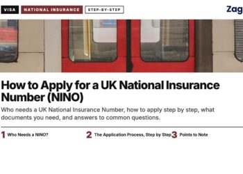 London Underground train at the platform, illustrating How to Apply for a UK National Insurance Number (NINO)