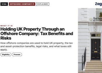 White stucco townhouse frontage, illustrating Holding UK Property Through an Offshore Company: Tax Benefits and Risks
