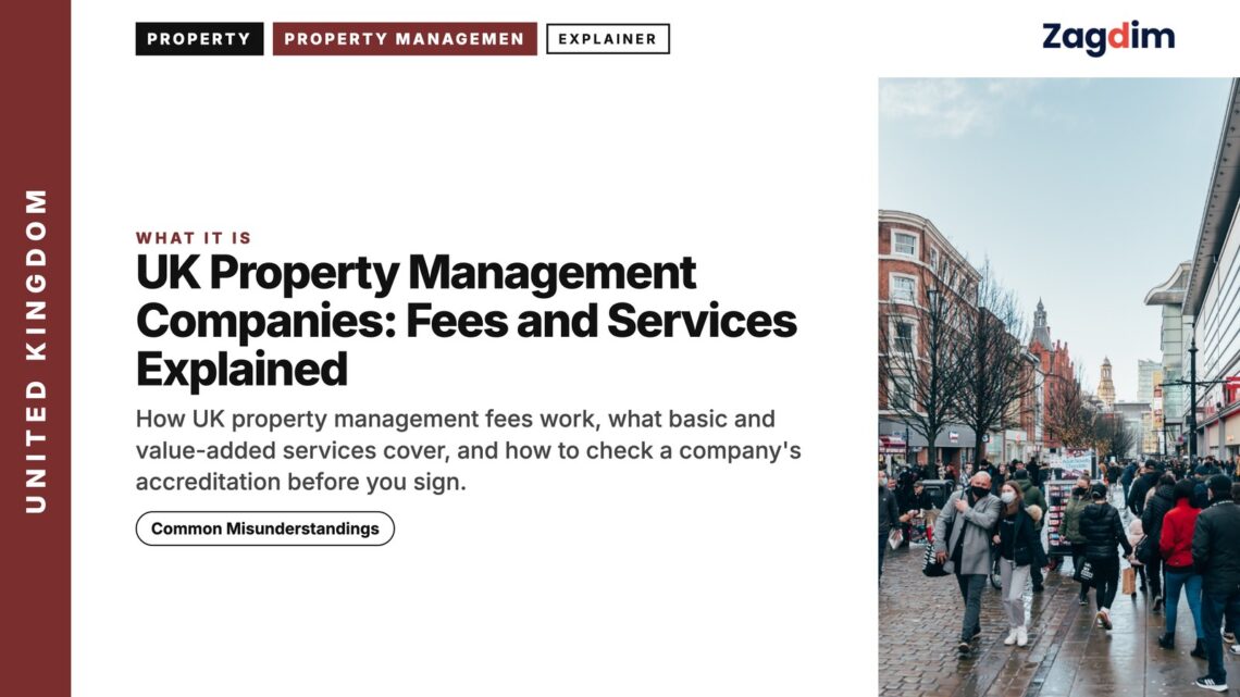 Busy shopping street, illustrating UK Property Management Companies: Fees and Services Explained