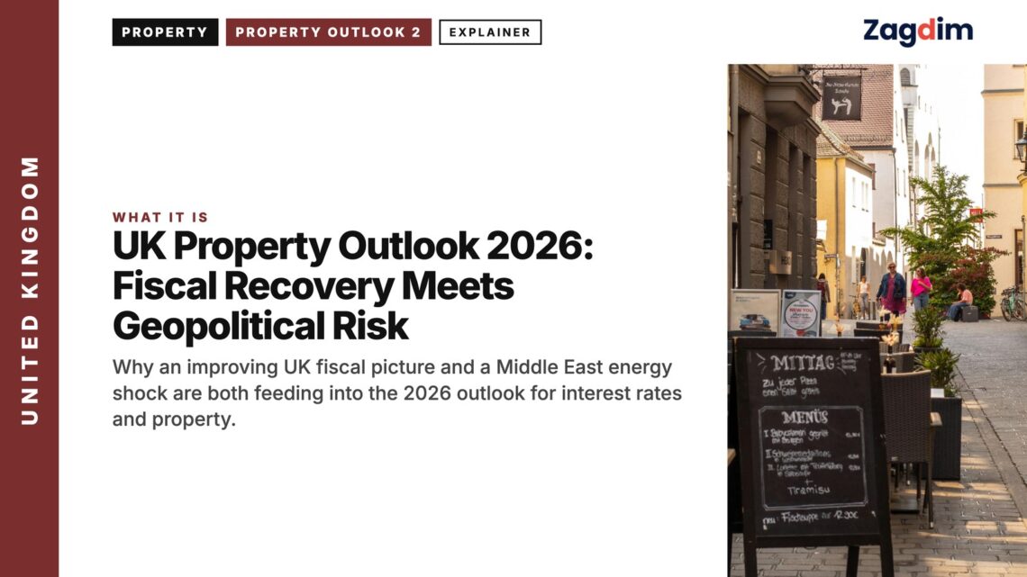 Café street with a bicycle, illustrating UK Property Outlook 2026: Fiscal Recovery Meets Geopolitical Risk
