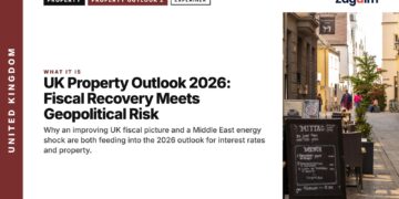 Café street with a bicycle, illustrating UK Property Outlook 2026: Fiscal Recovery Meets Geopolitical Risk