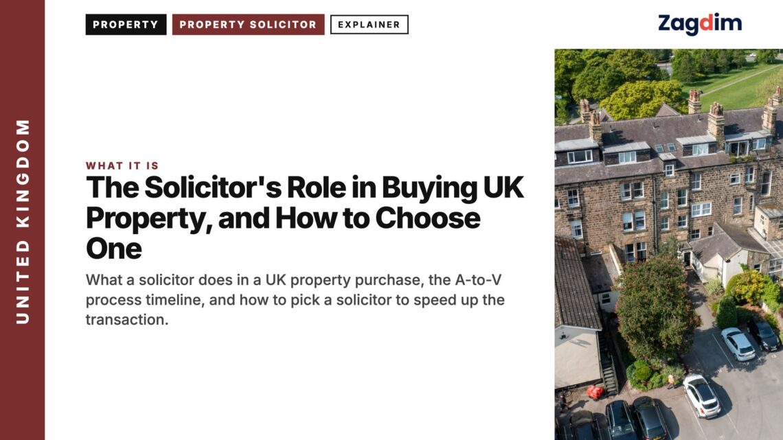 Aerial view of a stone village, illustrating The Solicitor's Role in Buying UK Property, and How to Choose One