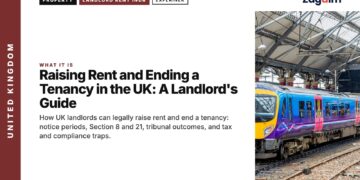 Train at a station platform, illustrating Raising Rent and Ending a Tenancy in the UK: A Landlord's Guide