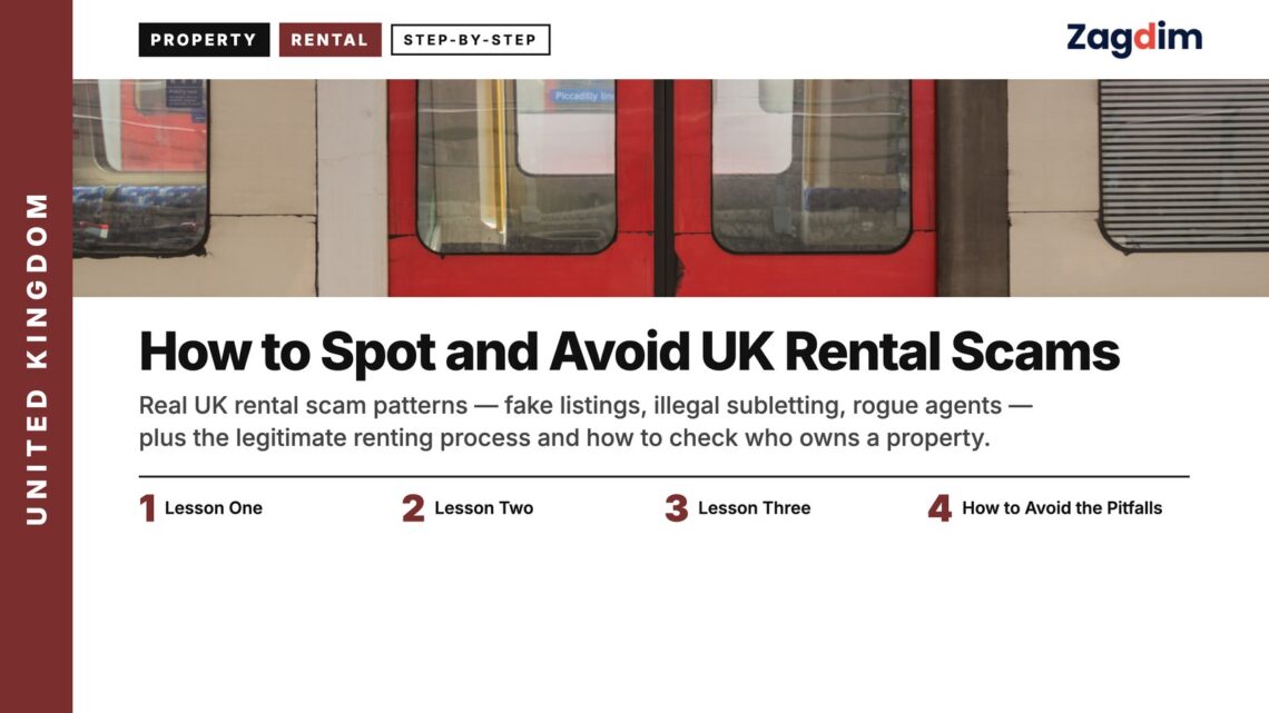 London Underground train at the platform, illustrating How to Spot and Avoid UK Rental Scams
