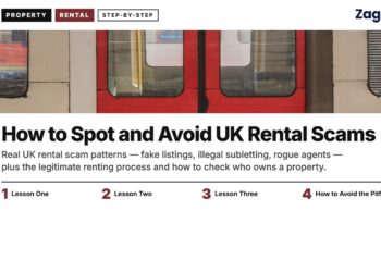 London Underground train at the platform, illustrating How to Spot and Avoid UK Rental Scams