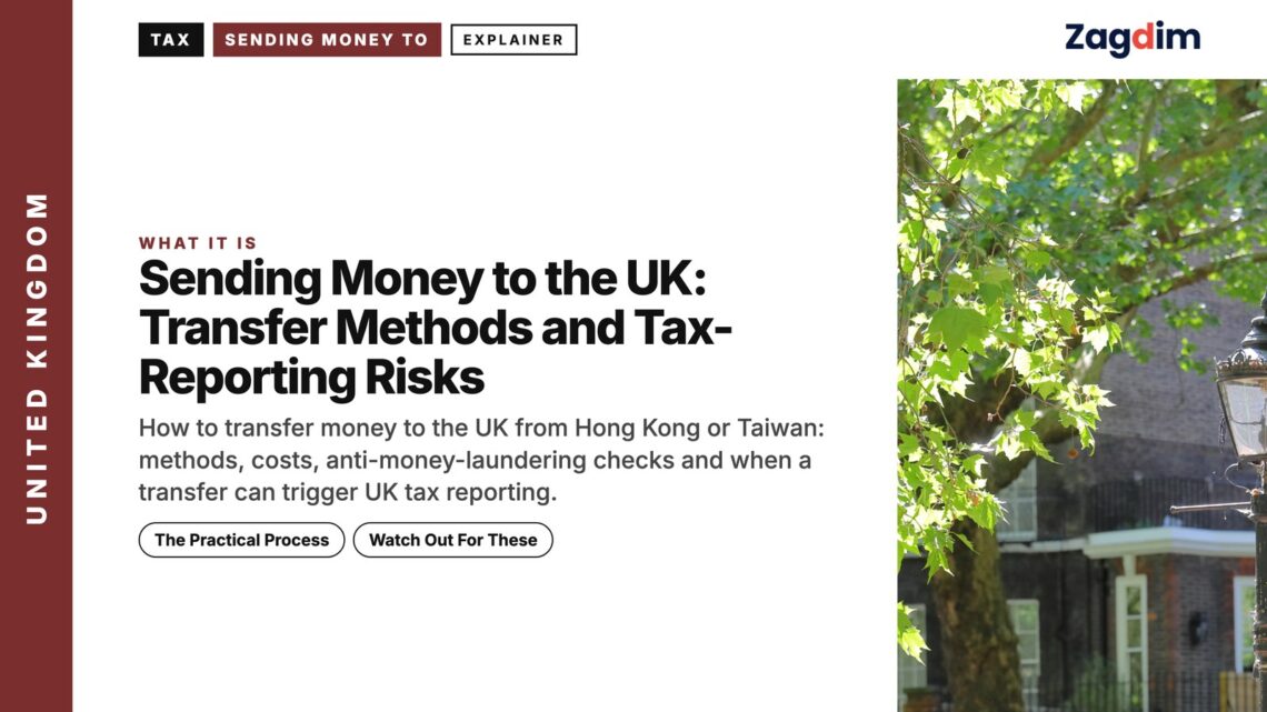 Street lamp under a tree, illustrating Sending Money to the UK: Transfer Methods and Tax-Reporting Risks