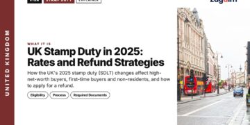 Oxford Street with red buses, illustrating UK Stamp Duty in 2025: Rates and Refund Strategies