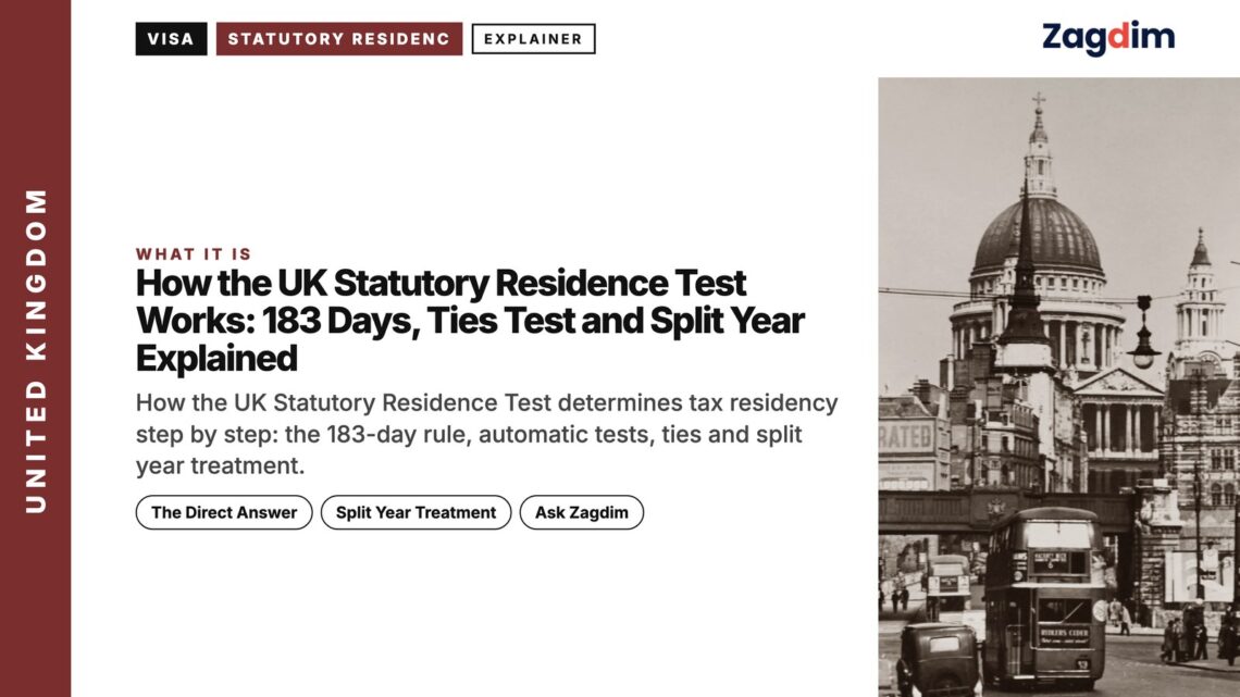 Vintage black-and-white London street scene, illustrating How the UK Statutory Residence Test Works: 183 Days, Ties Test and Split Year Explained