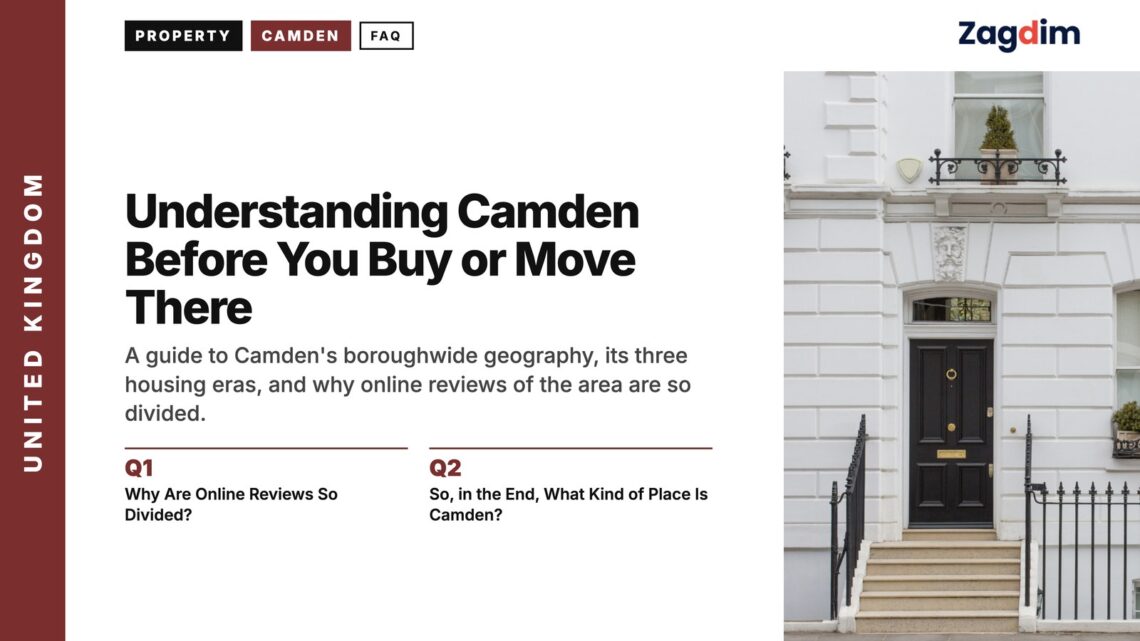 White stucco townhouse frontage, illustrating Understanding Camden Before You Buy or Move There