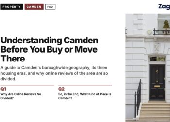 White stucco townhouse frontage, illustrating Understanding Camden Before You Buy or Move There