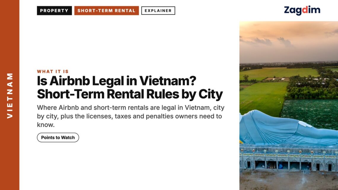 Landmark — Aerial view of giant reclining Buddha complex, illustrating Is Airbnb Legal in Vietnam? Short-Term Rental Rules by City