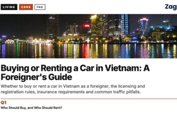Skyline — Ho Chi Minh City night skyline with reflections, illustrating Buying or Renting a Car in Vietnam: A Foreigner's Guide