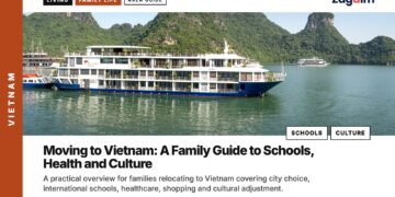 Harbour — Cruise ship anchored among Ha Long karsts, illustrating Moving to Vietnam: A Family Guide to Schools, Health and Culture