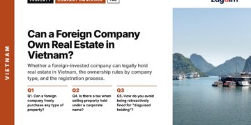 Harbour — Two cruise ships anchored among Ha Long islands, illustrating Can a Foreign Company Own Real Estate in Vietnam?
