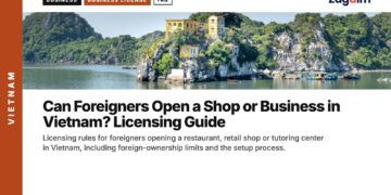 Landmark — Temple building on a Ha Long islet, illustrating Can Foreigners Open a Shop or Business in Vietnam? Licensing Guide