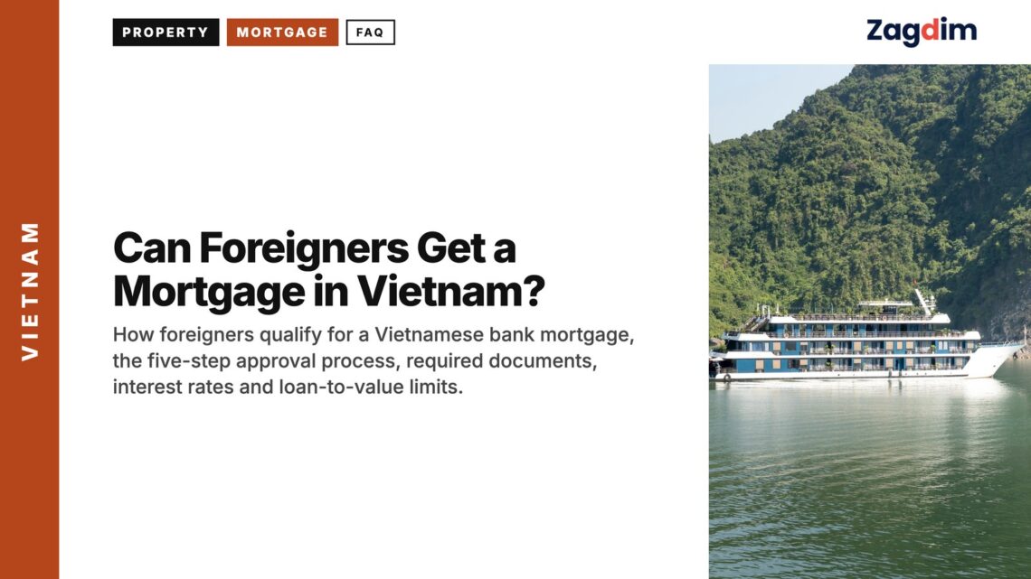 Harbour — Small cruise ship crossing calm Ha Long Bay, illustrating Can Foreigners Get a Mortgage in Vietnam?