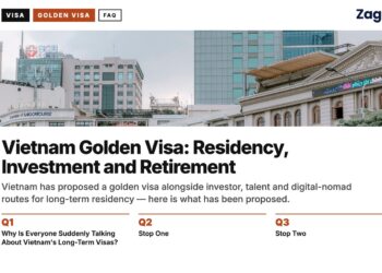 Landmark — Woman posing near Bitexco Financial Tower, illustrating Vietnam Golden Visa: Residency, Investment and Retirement