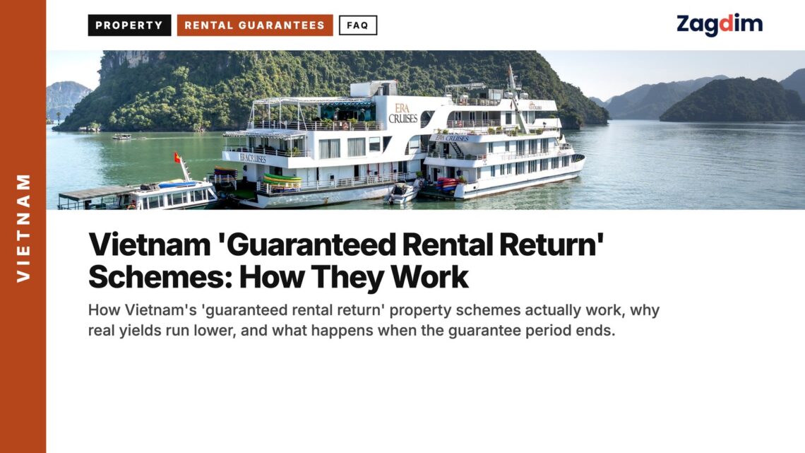 Harbour — Two cruise ships among Ha Long islands, illustrating Vietnam 'Guaranteed Rental Return' Schemes: How They Work