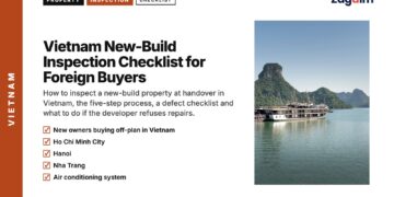 Harbour — Cruise ship sailing past distant Ha Long islands, illustrating Vietnam New-Build Inspection Checklist for Foreign Buyers