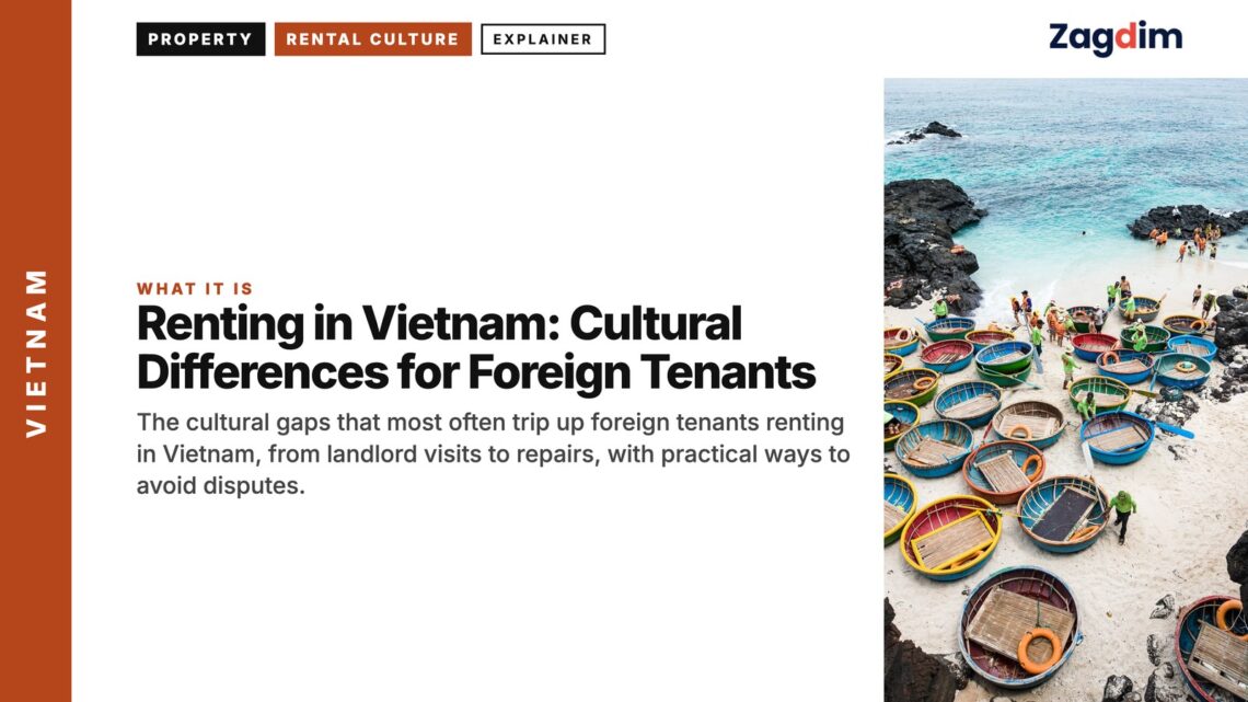 Aerial — Aerial view of basket boats on beach, illustrating Renting in Vietnam: Cultural Differences for Foreign Tenants