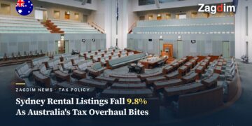 Interior of Australia's House of Representatives chamber, where the tax reform bill received final passage