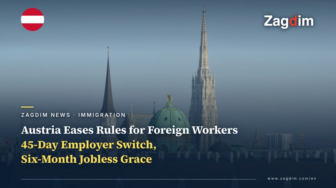 Vienna skyline with St. Stephen's Cathedral and Michaelerkirche, cover for Austria foreign-worker immigration rule changes
