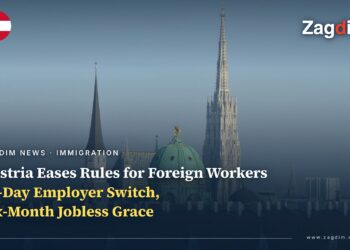 Vienna skyline with St. Stephen's Cathedral and Michaelerkirche, cover for Austria foreign-worker immigration rule changes