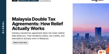 Tokyo Tower illuminated at dusk over skyline, illustrating Malaysia Double Tax Agreements: How Relief Actually Works