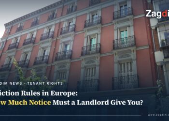 Residential apartment building in Madrid, illustrating an article comparing European tenant eviction protections