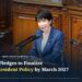 Japanese PM Sanae Takaichi delivers her policy speech at the Diet's plenary session, standing at the chamber's carved wooden podium