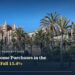 Palma Cathedral (La Seu) skyline with palm trees and residential buildings