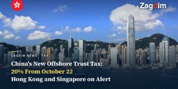 Hong Kong Central financial district skyline across Victoria Harbour with Star Ferry boats