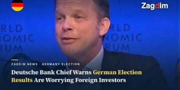 Deutsche Bank CEO Christian Sewing speaking at a World Economic Forum panel