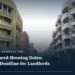 Street view of residential apartment buildings in Bur Dubai, captioned with Dubai shared-housing rules and one-year compliance deadline