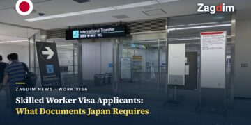 Narita Airport international transfer area, illustrating Japan entry/visa document checks