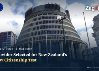 The Beehive, New Zealand's Parliament executive wing, cover image for citizenship test provider story