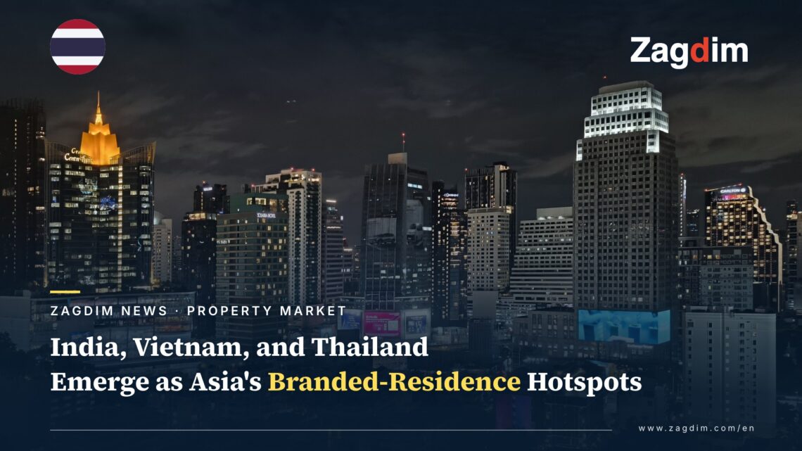 Bangkok's Sukhumvit skyline at night, representing Thailand's branded-residence property boom