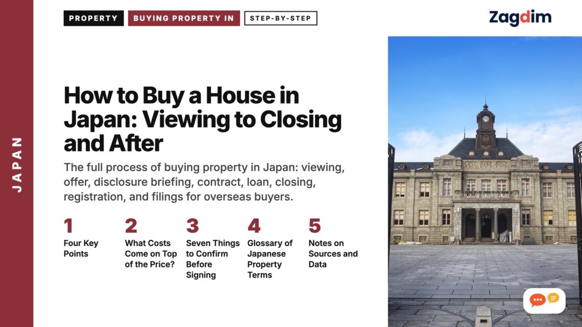 Grand stone gate before historic government building, illustrating How to Buy a House in Japan: Viewing to Closing and After