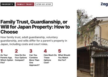 Traditional white building with hanging lanterns, illustrating Family Trust, Guardianship, or Will for Japan Property: How to Choose