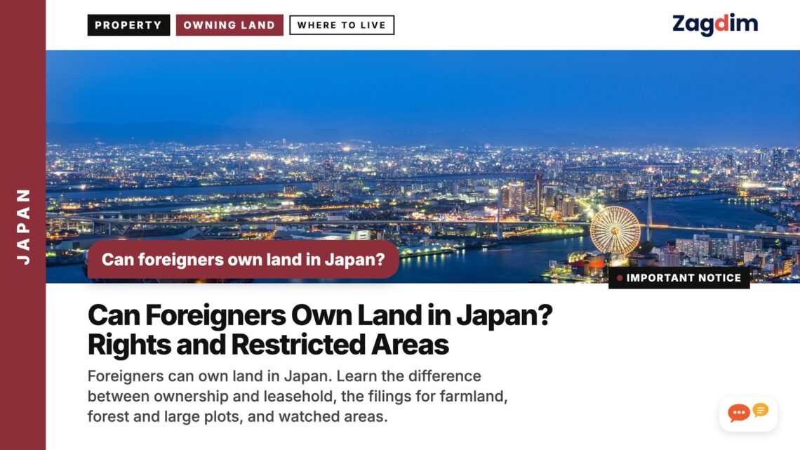 Night skyline of harbour city with ferris wheel, illustrating Can Foreigners Own Land in Japan? Rights and Restricted Areas