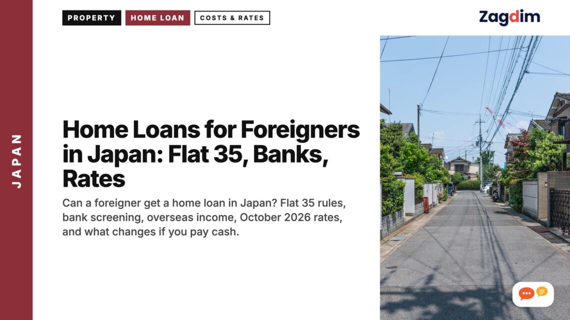 Quiet residential street with parked bicycle, illustrating Home Loans for Foreigners in Japan: Flat 35, Banks, Rates
