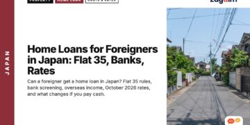 Quiet residential street with parked bicycle, illustrating Home Loans for Foreigners in Japan: Flat 35, Banks, Rates