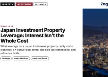 Aerial night view of harbour city lights, illustrating Japan Investment Property Leverage: Interest Isn't the Whole Cost