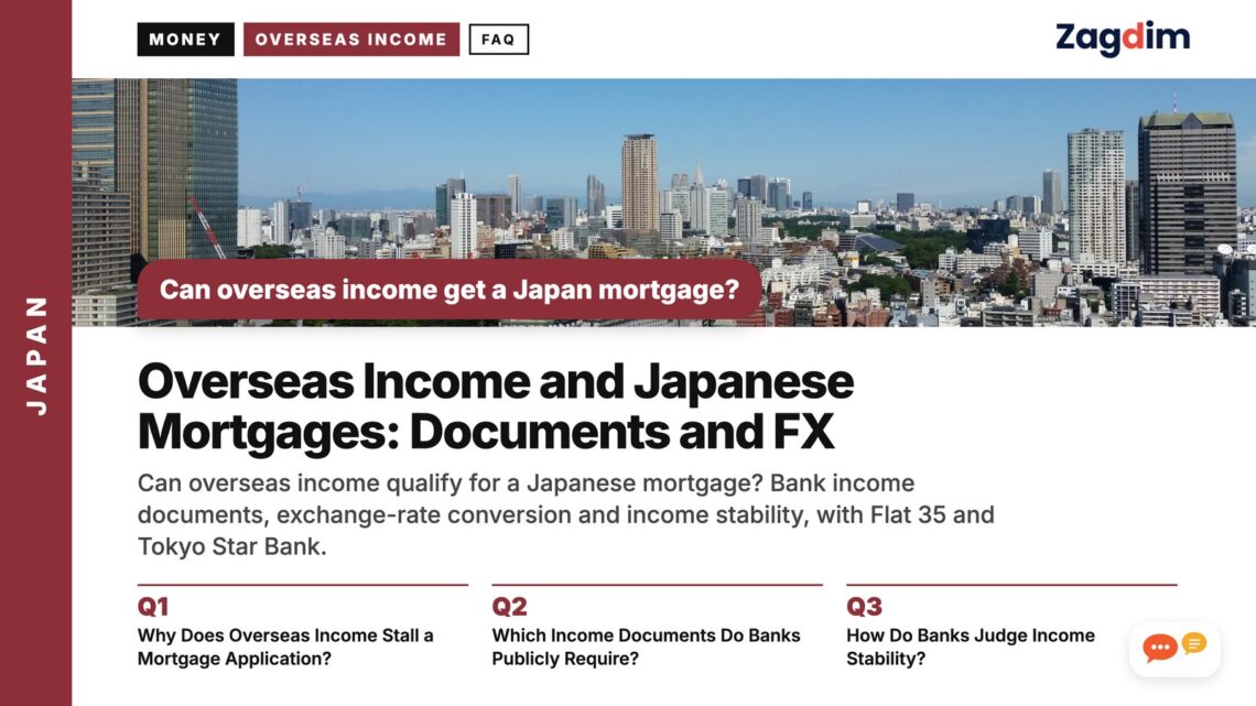 Aerial daytime view of city skyline, illustrating Overseas Income and Japanese Mortgages: Documents and FX